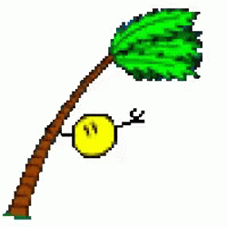 Tropical Storm Yellow Puffball Hanging On Tree GIF