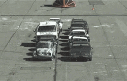 Truck Bumping Into Cars Traffic GIF