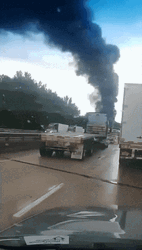 Truck Crash Big Black Smoke Coming Out GIF