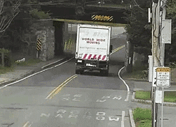 Truck Crash Hit Overpass Too Low GIF