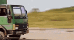 Truck Crash Hitting Street Pole GIF