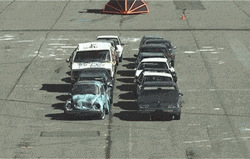 Truck Crash Two Lines Of Cars GIF