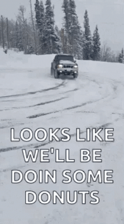 Truck Doing Donuts In Snow GIF