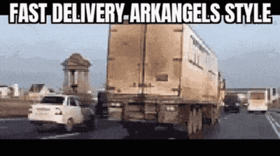 Truck Driving Down Highway Fast Delivery Arkangels Style GIF