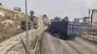 Truck Driving Down Road With Billboard GIF