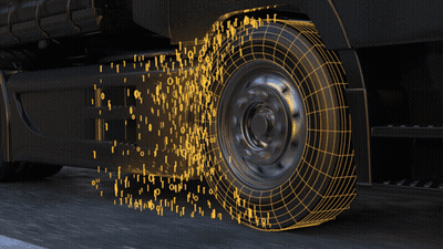 Truck Tire With Binary Numbers GIF