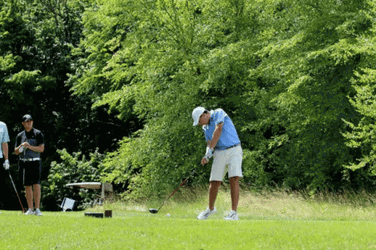 Trump Golf Blue Shirt Man Swing GIF