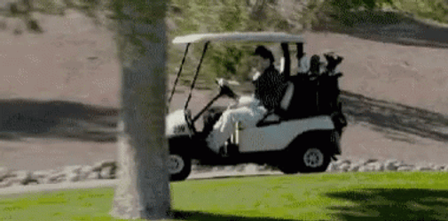Trump Golf Boat On Golf Field GIF