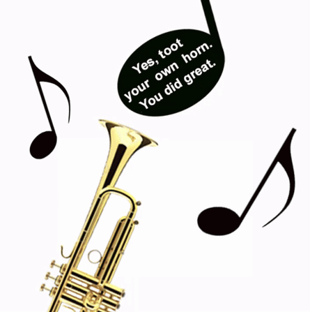 Trumpet With Yes Toot Your Own Horn Sticker GIF
