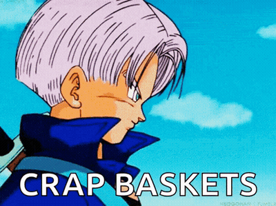 Trunks From Dragon Ball Z Saying Crap Baskets GIF