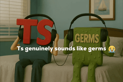 Ts Genuinely Sounds Like Germs Is Displayed On A Poster GIF