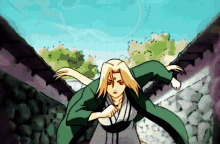 Tsunade Giving A Hard High Kick GIF