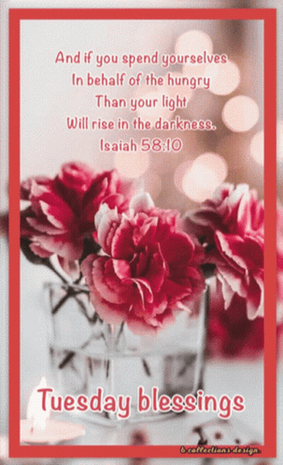Tuesday Blessings Card With Flowers GIF