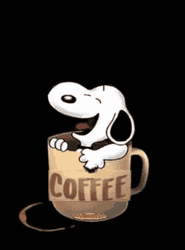 Tuesday Morning Begins After Coffee Happy Snoopy Dog GIF