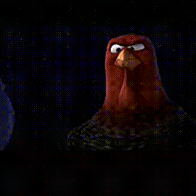 Turkey And Chicken Standing Next To Each Other Saying To The First Thanksgiving GIF