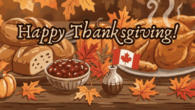 Turkey And Cranberry Sauce Saying Happy Thanksgiving GIF