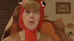 Turkey Costume Man Saying Gobble Gobble GIF