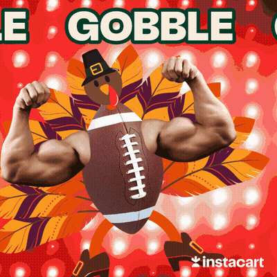Turkey Holding Football Saying Gobble GIF