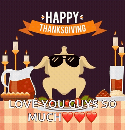 Turkey In Sunglasses Happy Thanksgiving Sign GIF