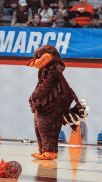 Turkey Mascot In Front Of March Banner GIF