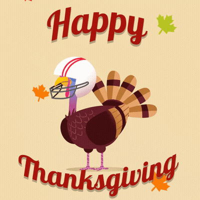 Turkey Wearing Football Helmet Happy Thanksgiving GIF