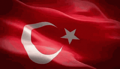 Turkish Flag With Crescent Moon And Star Waving GIF