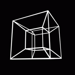 Turning Tesseract Black And White Graphics GIF