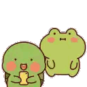 Turtle And Frog Standing Together Sticker