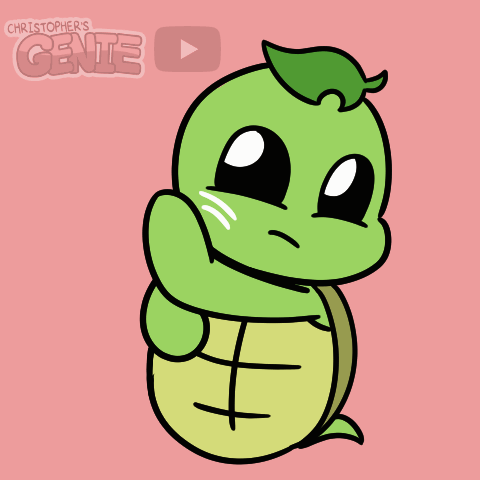 Turtle Cartoon With Words Christopher's Genie GIF