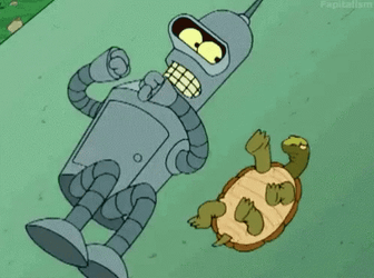 Turtle Dancing While Lying Down With Robot Futurama GIF