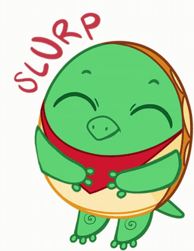 Turtle Holding Heart Saying Slurp GIF