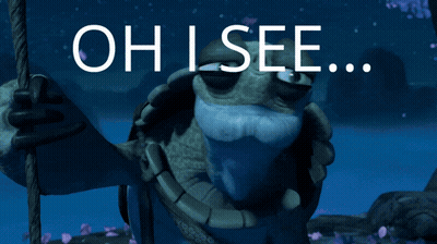 Turtle Holding Stick Saying Oh I See GIF