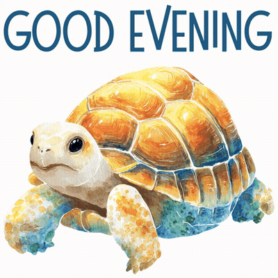 Turtle Painting Saying Good Evening GIF
