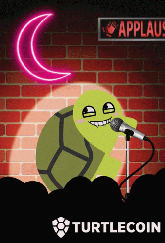 Turtle Singing Into Microphone Under Applaus Sign GIF