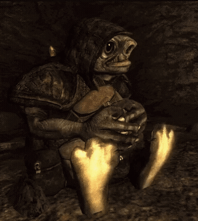 Turtle Statue With Helmet In Dark GIF