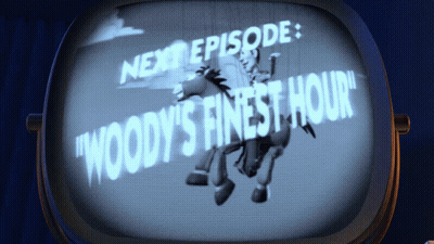 TV Screen Displays Woody's Finest Hour GIF
