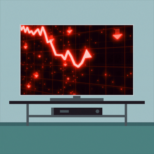 TV Screen With Graph And Red Line Going Down GIF