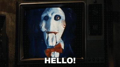 TV Screen With Puppet Saying Hello GIF