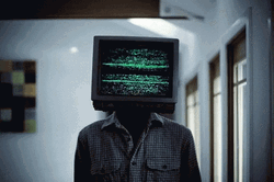 Tv Static Hipster Head