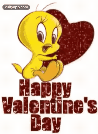 Tweety Bird Is Holding A Heart In His Hands And Says Happy Valentine 'S Day . GIF