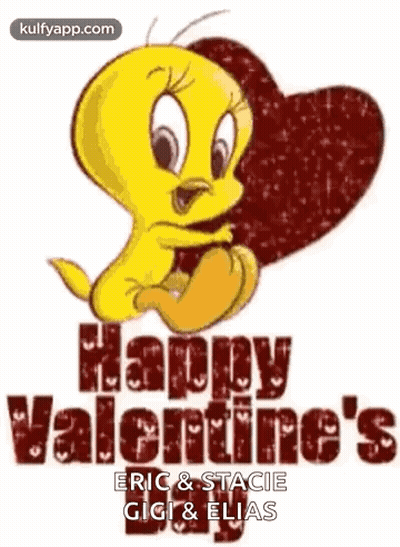 Tweety Bird Is Holding A Red Heart And Says `` Happy Valentine 'S '' . GIF