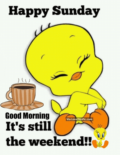 Tweety Bird Next To Coffee Saying Happy Sunday GIF