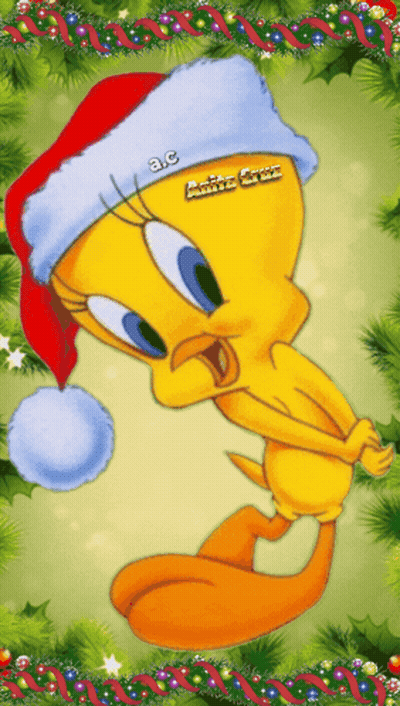 Tweety Bird On Blue Crescent Moon Saying I Tink I Saw A Special Friend GIF