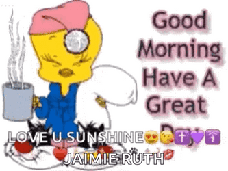 Tweety Drinking Coffee Animated Good Morning Monday GIF