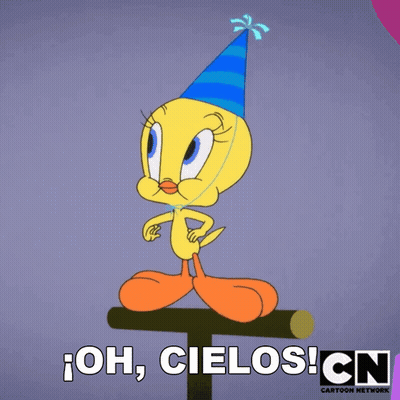 Tweety In Party Hat Saying Oh Cielos GIF