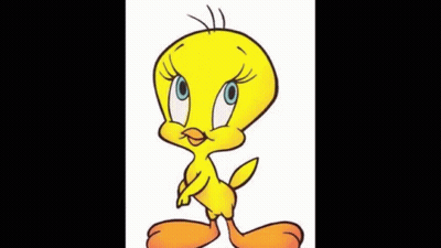 Tweety Is A Yellow Cartoon Bird With Blue Eyes And Orange Feet . GIF