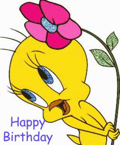 Tweety Looney Tunes Holding Pink Flower In Mouth GIF