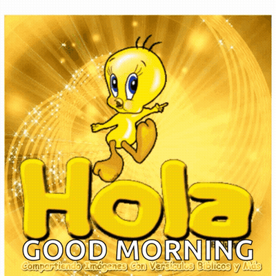 Tweety Saying Good Morning Yellow Background GIF