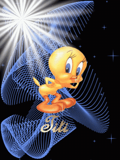 Tweety Surrounded By Blue Lines And Titi GIF