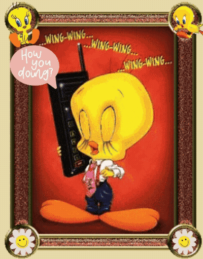 Tweety Talking On Cell Phone Saying How You Doing GIF
